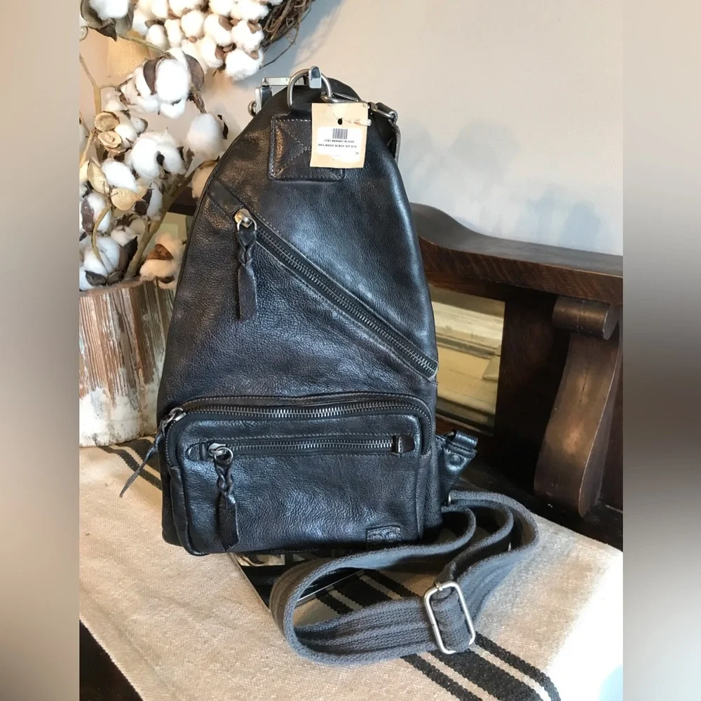 NWT Bed Stu Leather Andie Sling Backpack Black DD Retail $255 - Picture 12 of 13